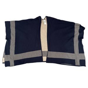 Cabi Navy Beige Shrug Poncho Sweater Women's Size Medium Large